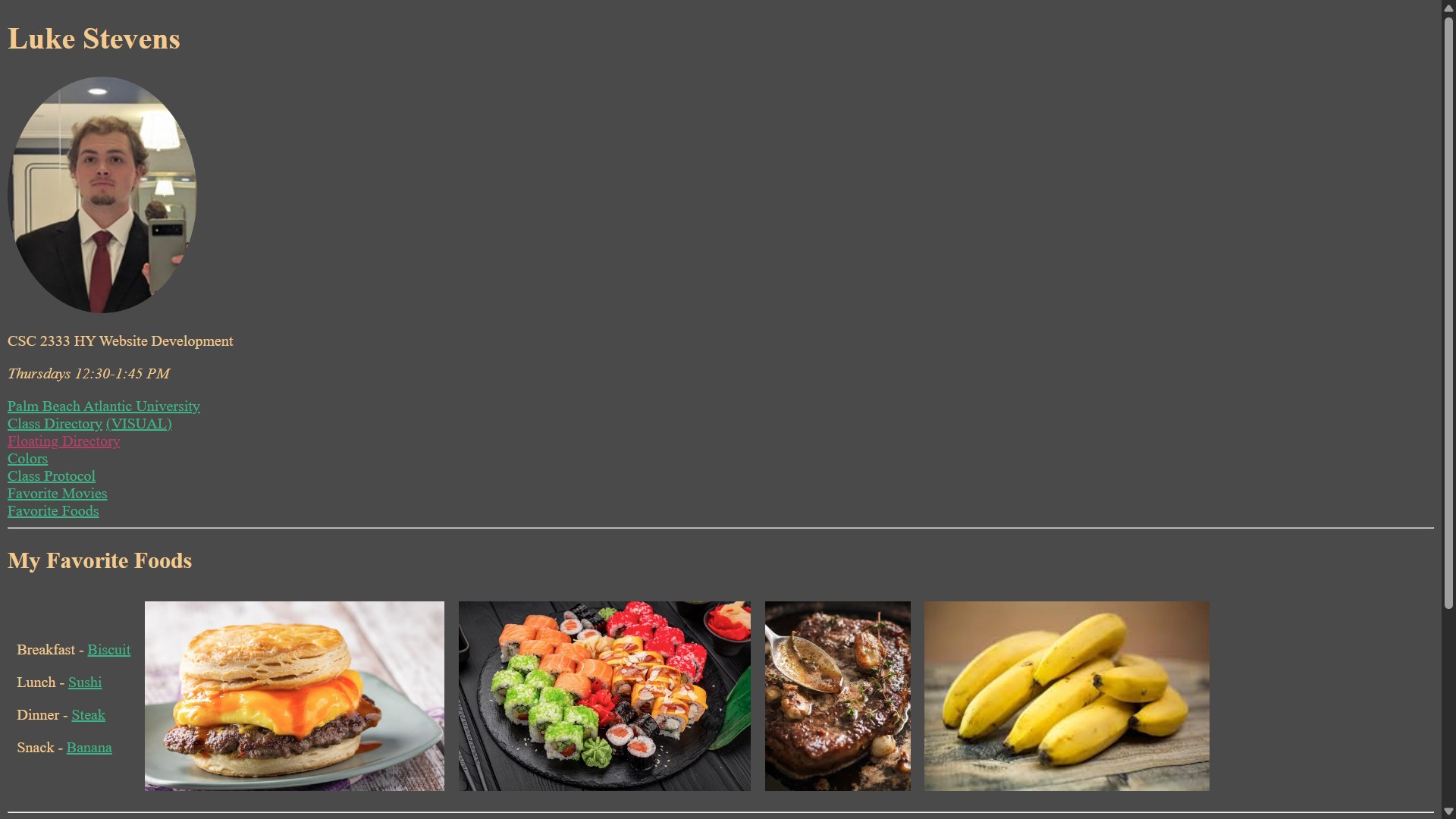 Screenshot of my website